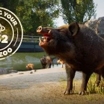 Warthogs in an enclosure in Planet Zoo 2.